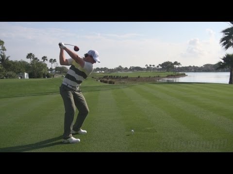 GOLF SWING 2013 - RORY MCILROY DRIVER - PERFECT DTL DRAW STANCE &amp; BALL FLIGHT - REG &amp; SLOW MOTION HD